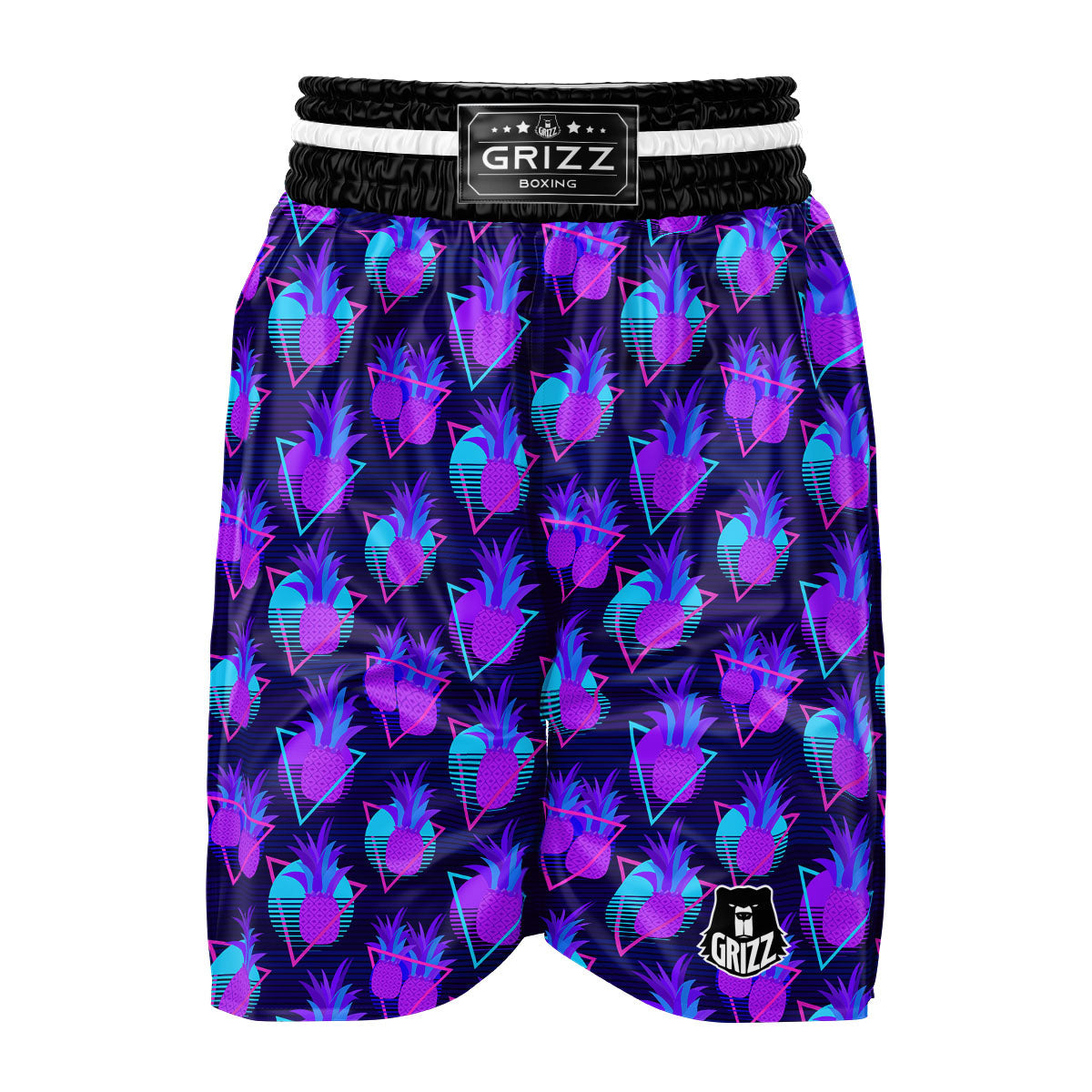 Pineapple EDM Purple Print Pattern Boxing Shorts-grizzshop