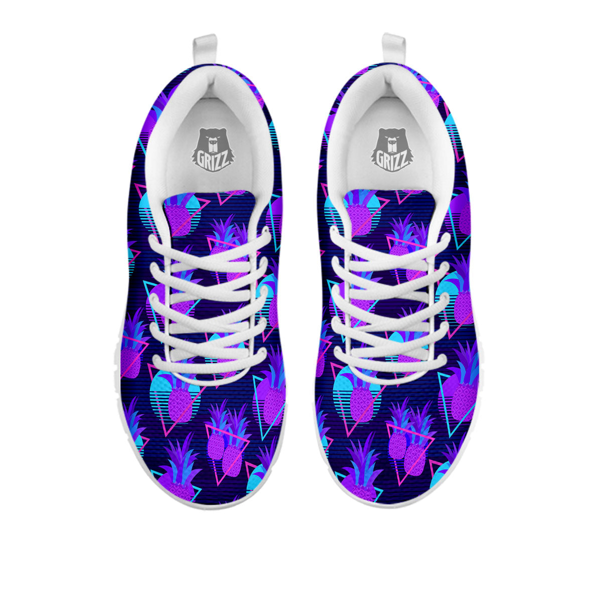 Pineapple EDM Purple Print Pattern White Sneaker-grizzshop
