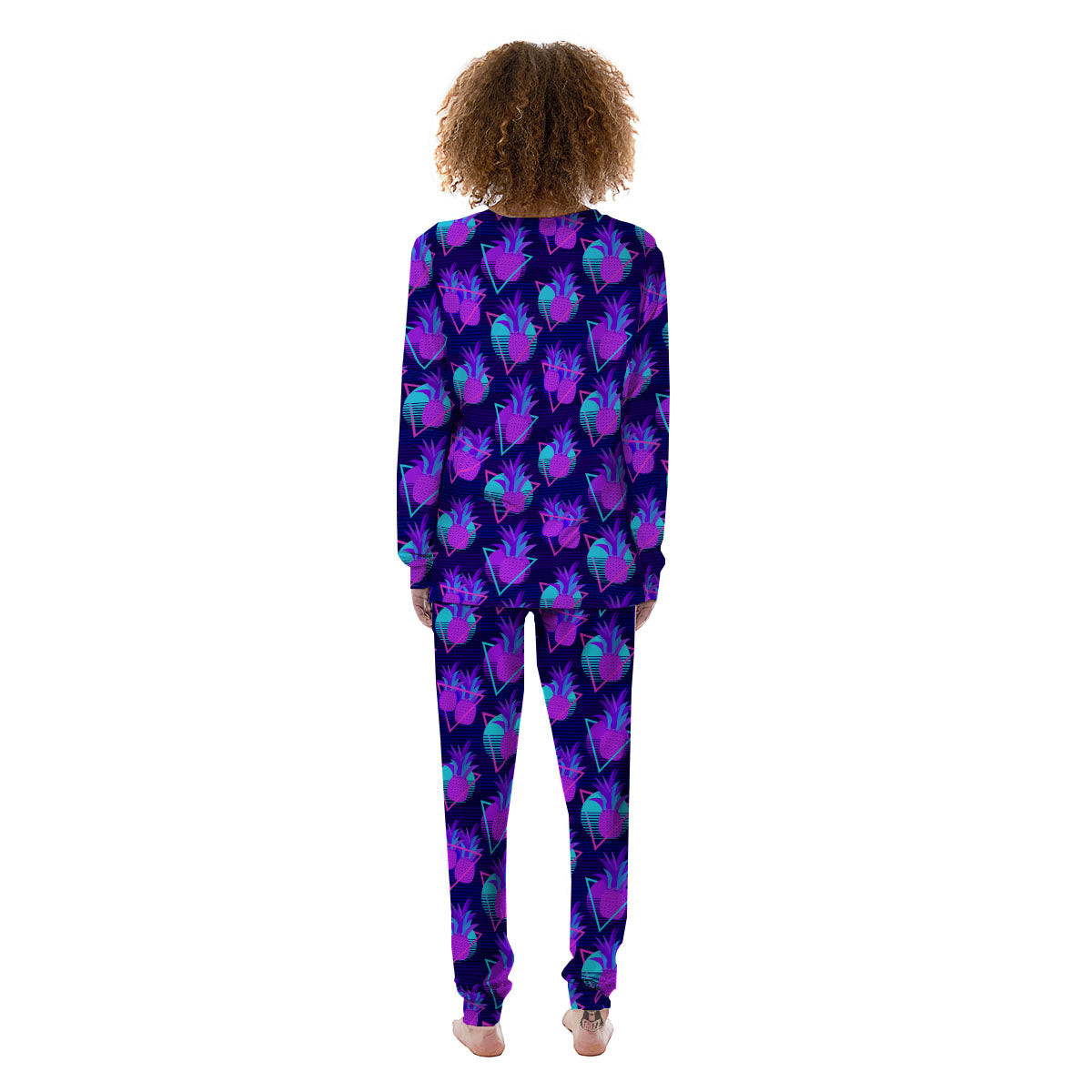 Pineapple EDM Purple Print Pattern Women's Pajamas-grizzshop