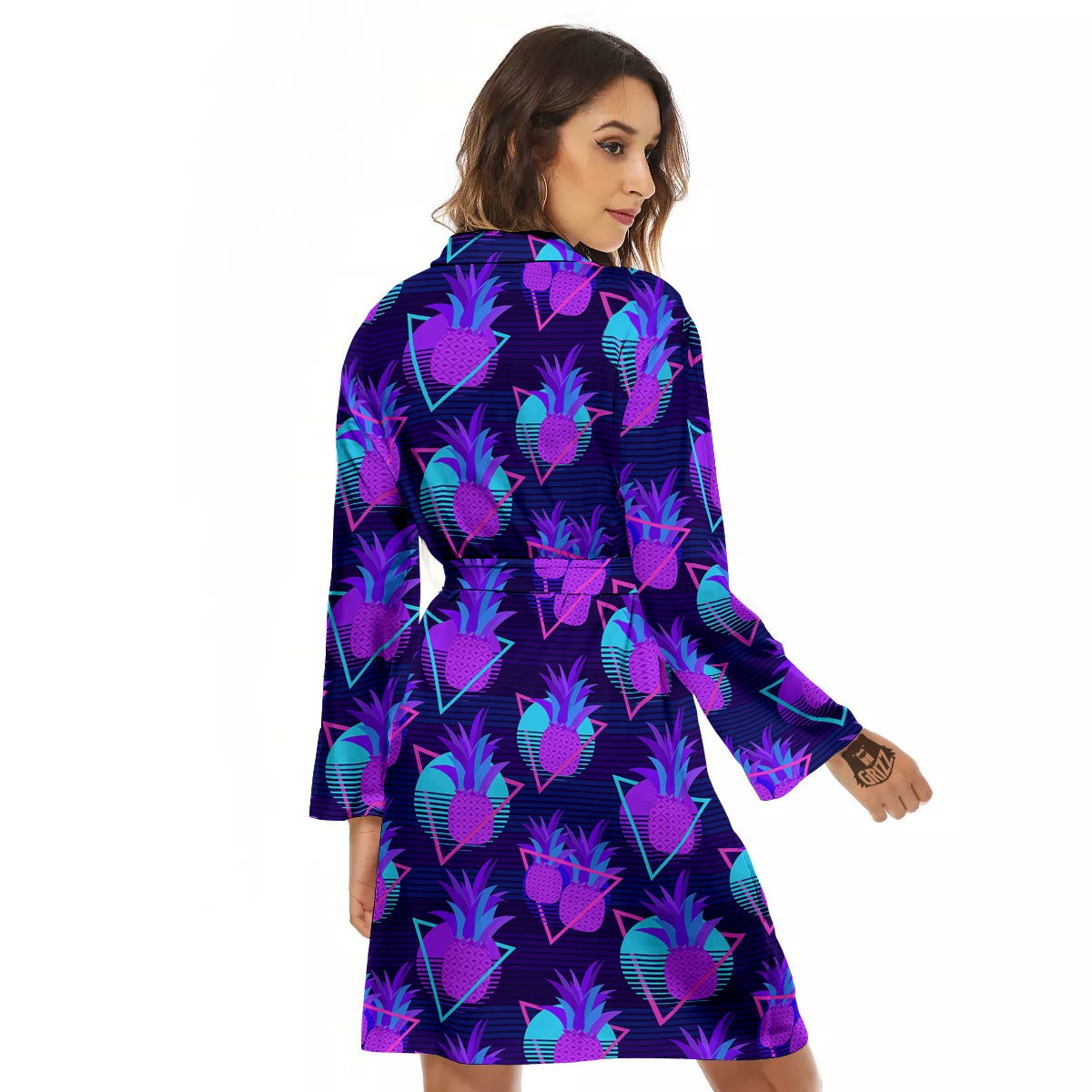 Pineapple EDM Purple Print Pattern Women's Robe-grizzshop