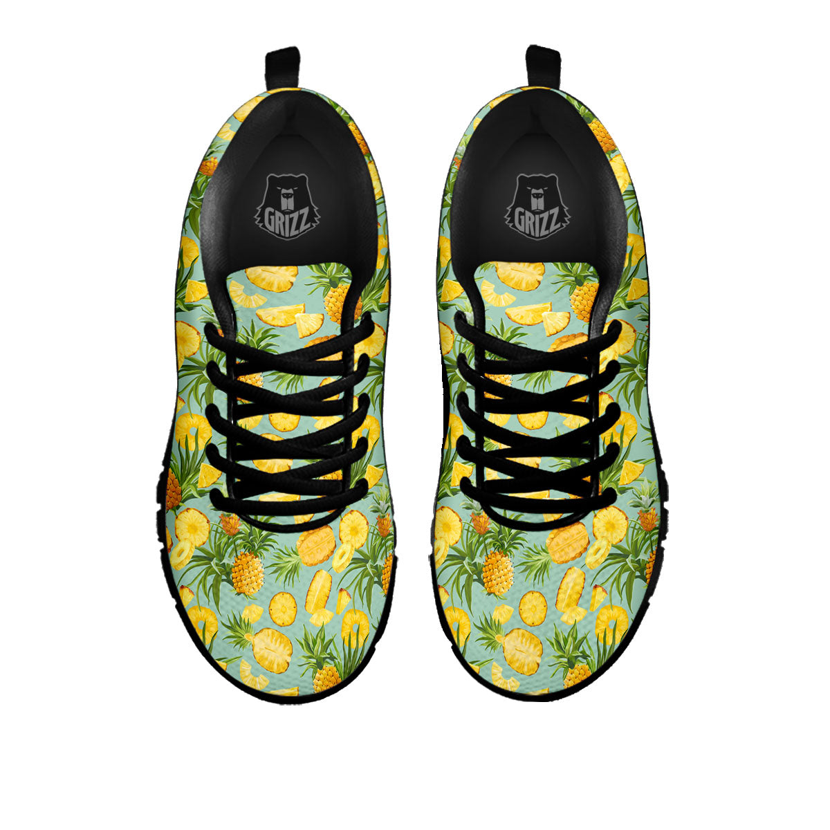 Pineapple Exotic Tropical Print Pattern Black Sneaker-grizzshop
