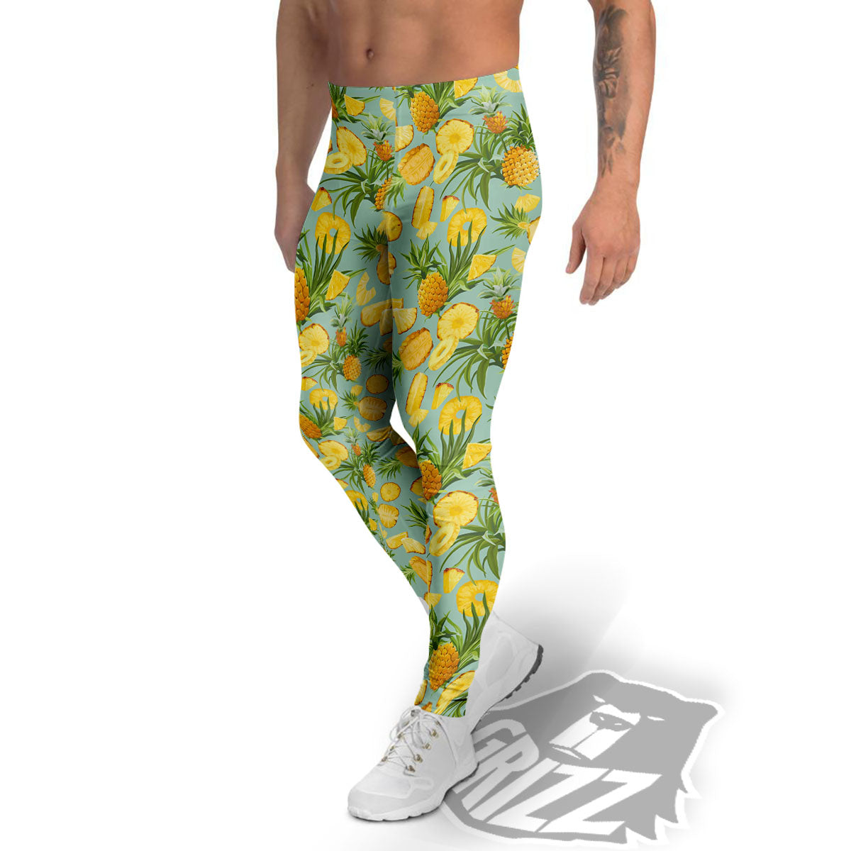 Pineapple Exotic Tropical Print Pattern Men's Leggings-grizzshop