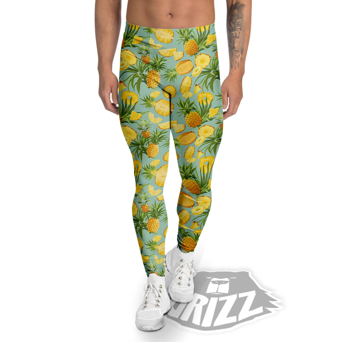 Pineapple Exotic Tropical Print Pattern Men's Leggings-grizzshop