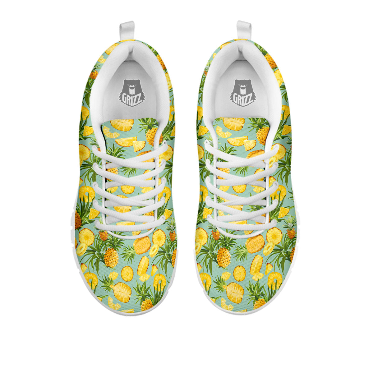 Pineapple Exotic Tropical Print Pattern White Sneaker-grizzshop