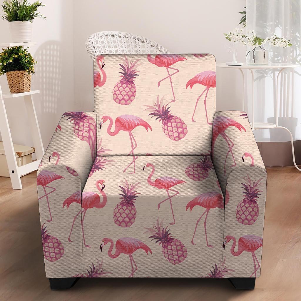 Pineapple Flamingo Print Armchair Cover-grizzshop