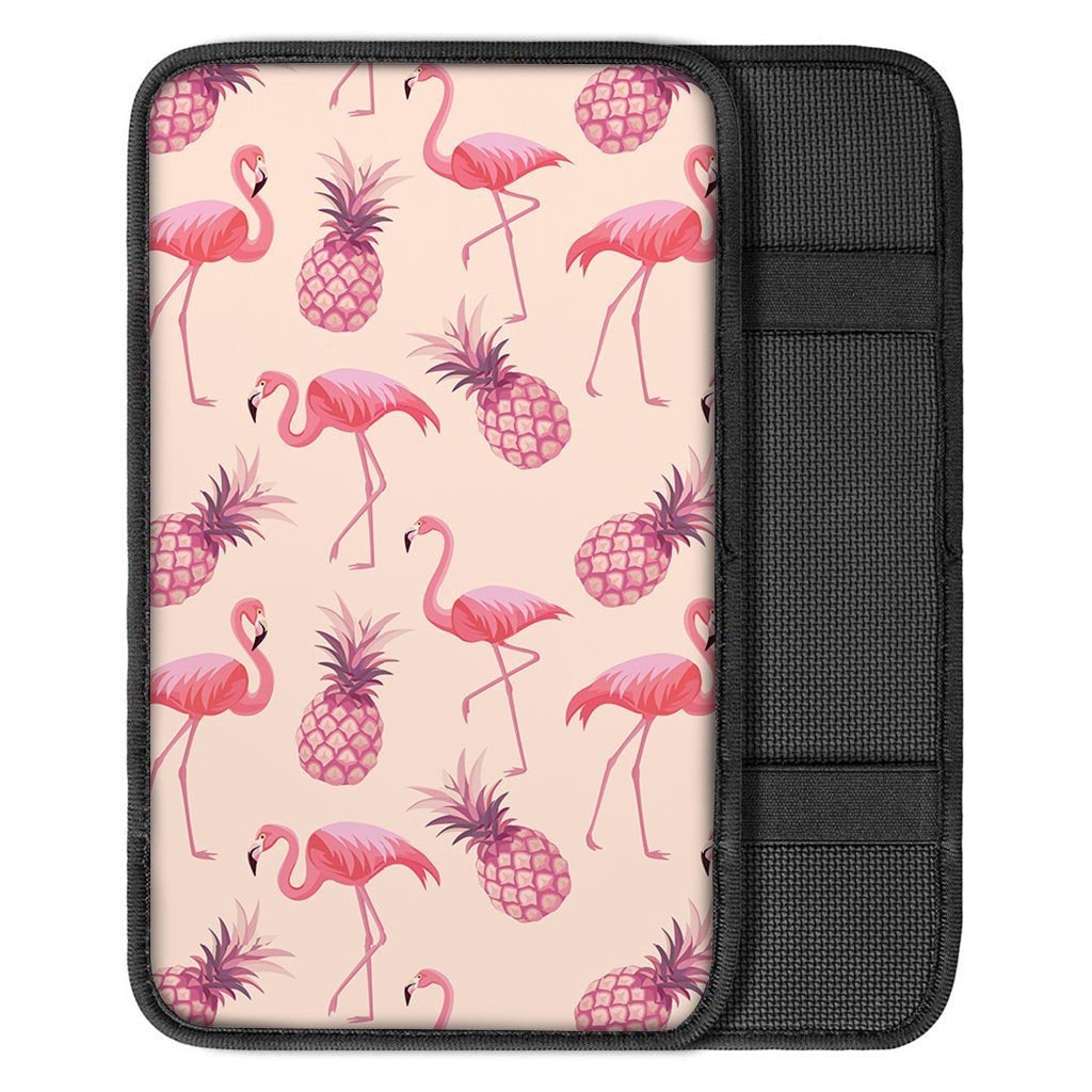 Pineapple Flamingo Print Car Console Cover-grizzshop