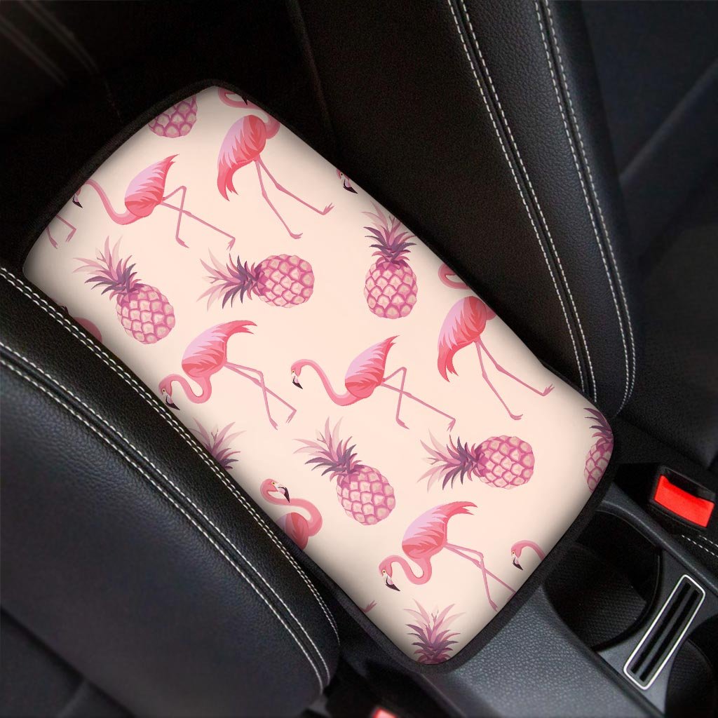 Pineapple Flamingo Print Car Console Cover-grizzshop