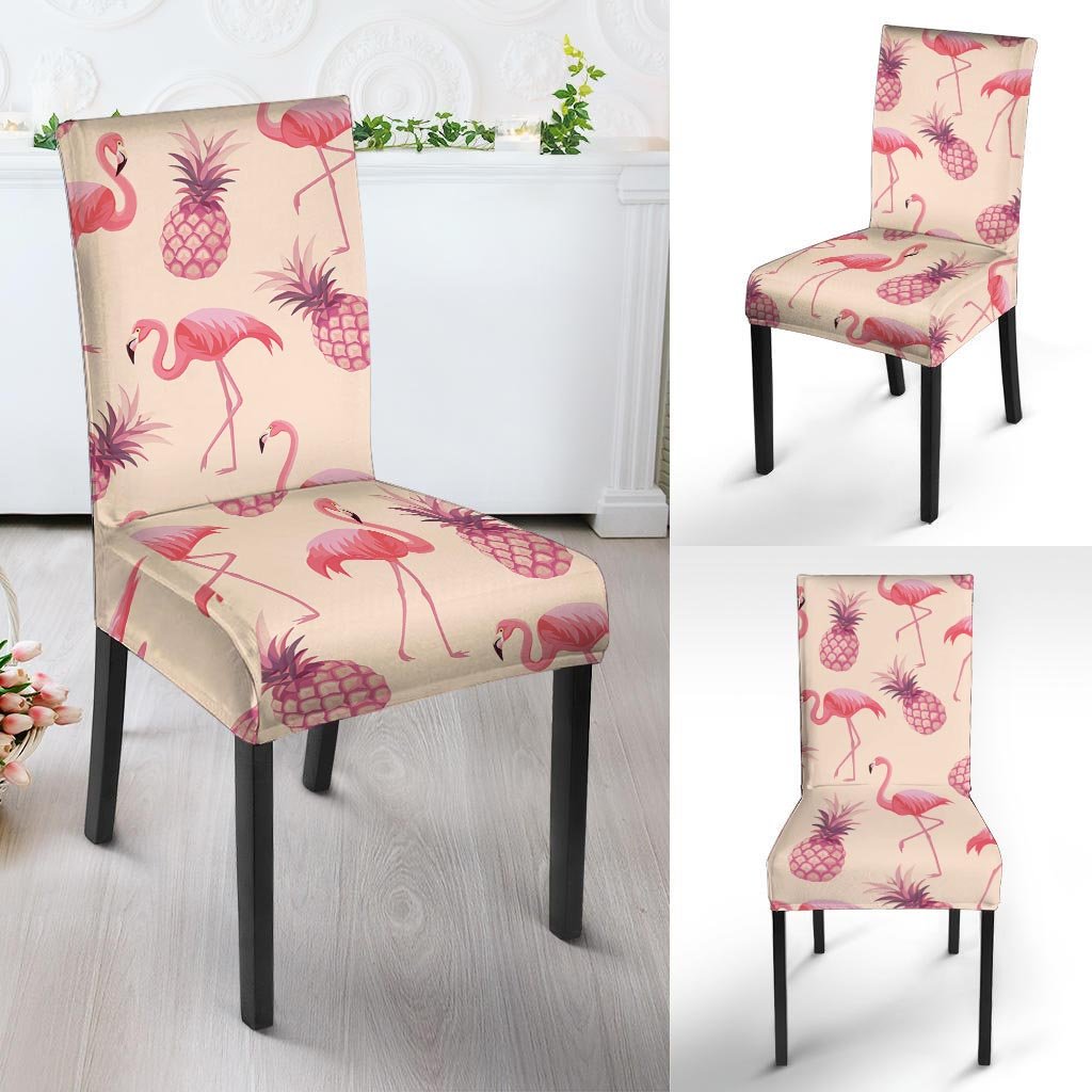 Pineapple Flamingo Print Chair Cover-grizzshop