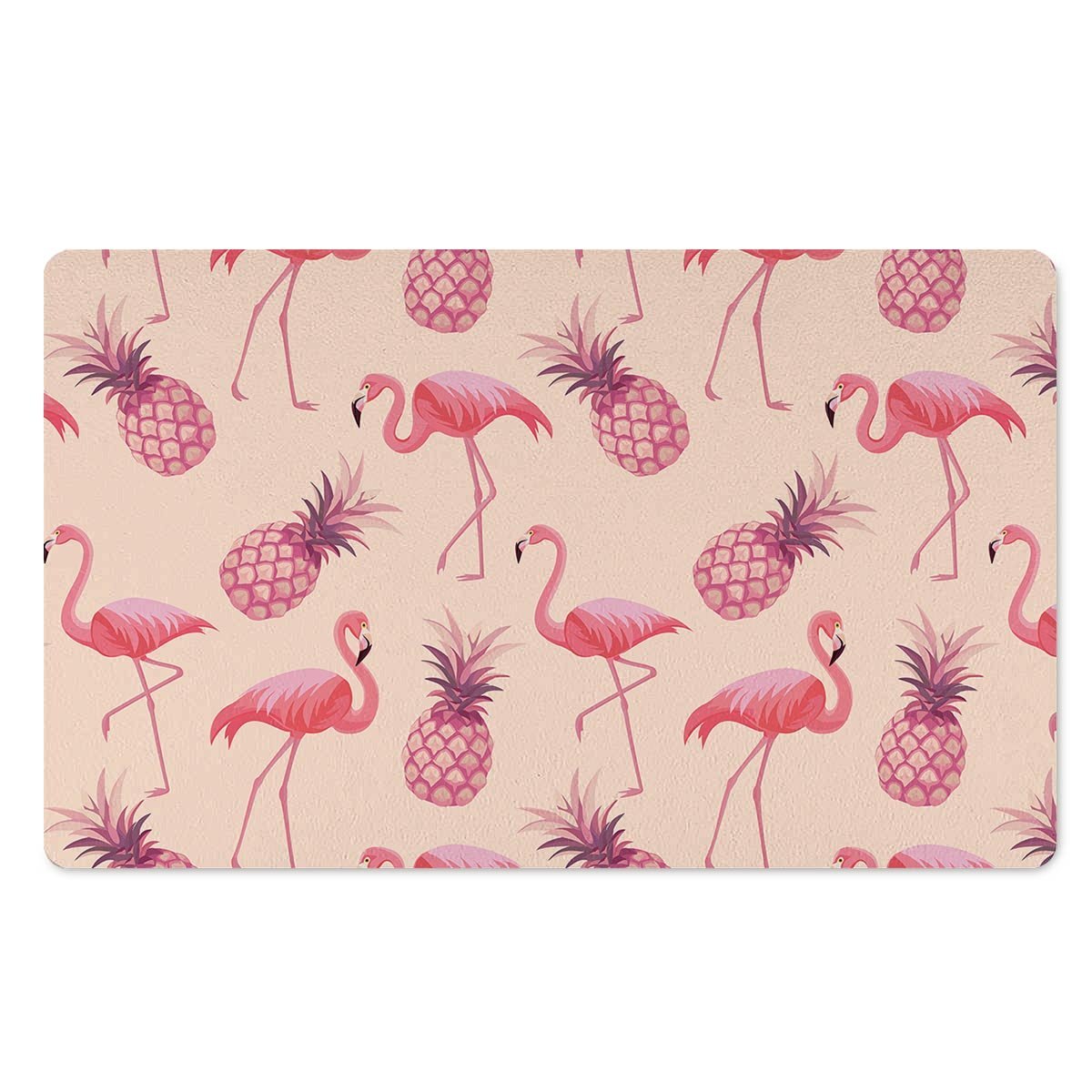 Pineapple Flamingo Print Door Mat-grizzshop