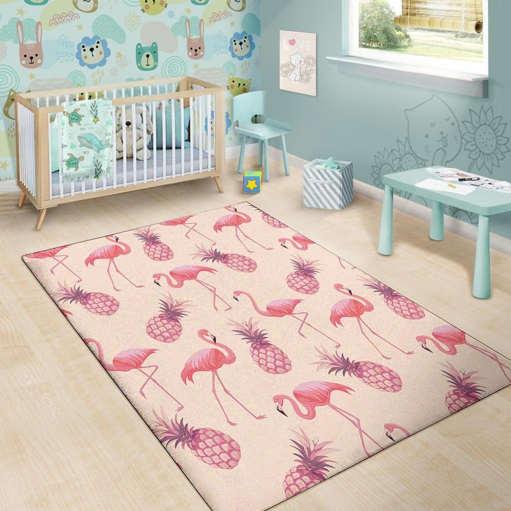 Pineapple Flamingo Print Floor Mat-grizzshop