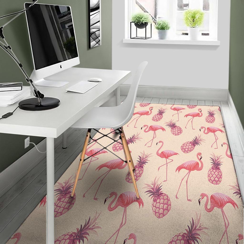 Pineapple Flamingo Print Floor Mat-grizzshop