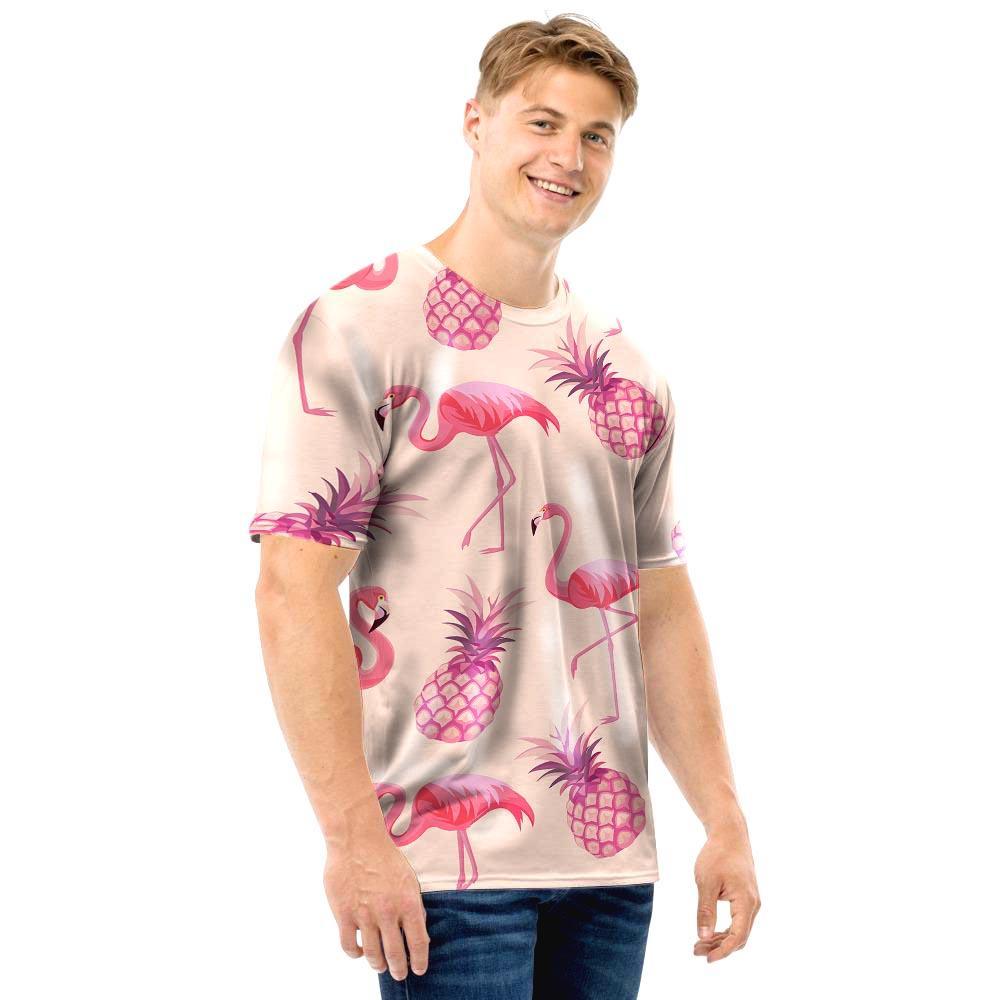 Pineapple Flamingo Print Men T Shirt-grizzshop