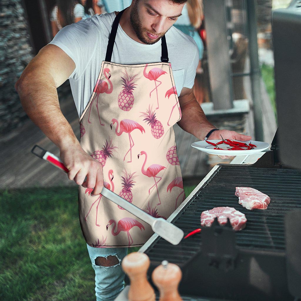 Pineapple Flamingo Print Men's Apron-grizzshop