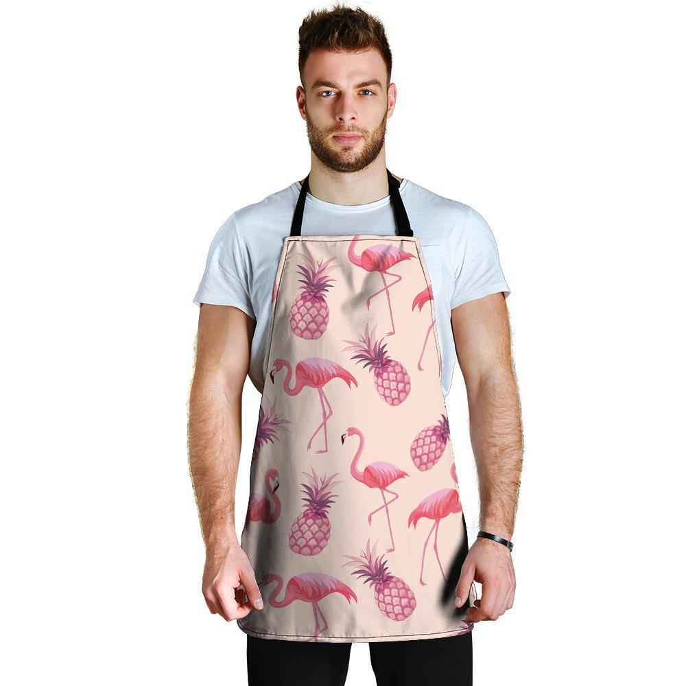 Pineapple Flamingo Print Men's Apron-grizzshop