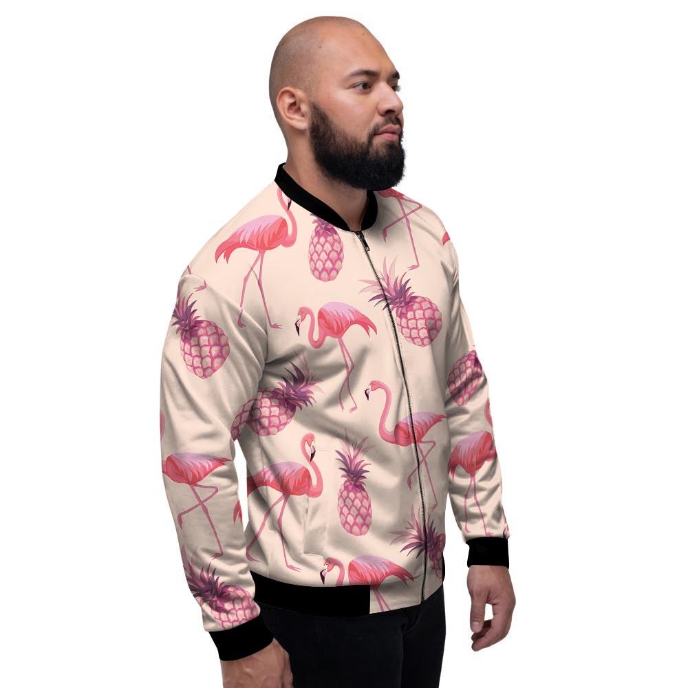 Pineapple Flamingo Print Men's Bomber Jacket-grizzshop