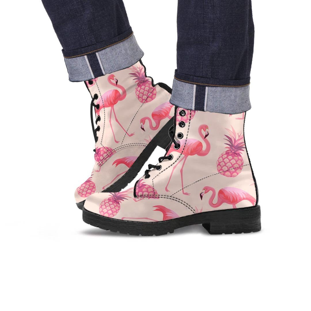 Pineapple Flamingo Print Men's Boots-grizzshop