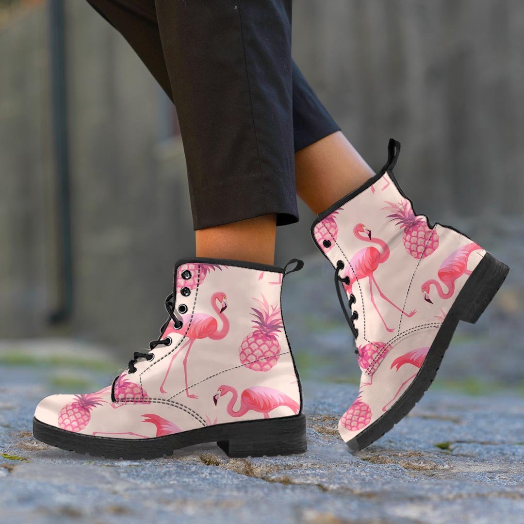 Pineapple Flamingo Print Men's Boots-grizzshop