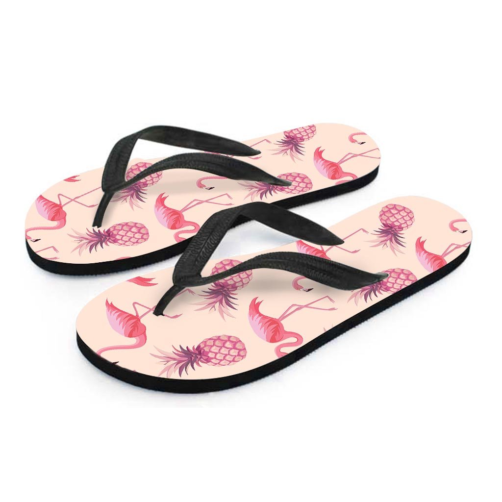 Pineapple Flamingo Print Men's Flip Flops-grizzshop