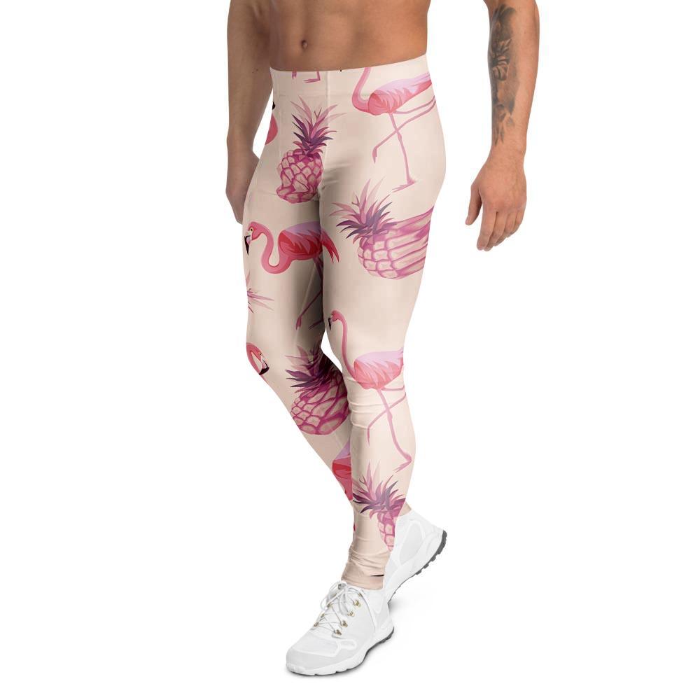 Pineapple Flamingo Print Men's Leggings-grizzshop