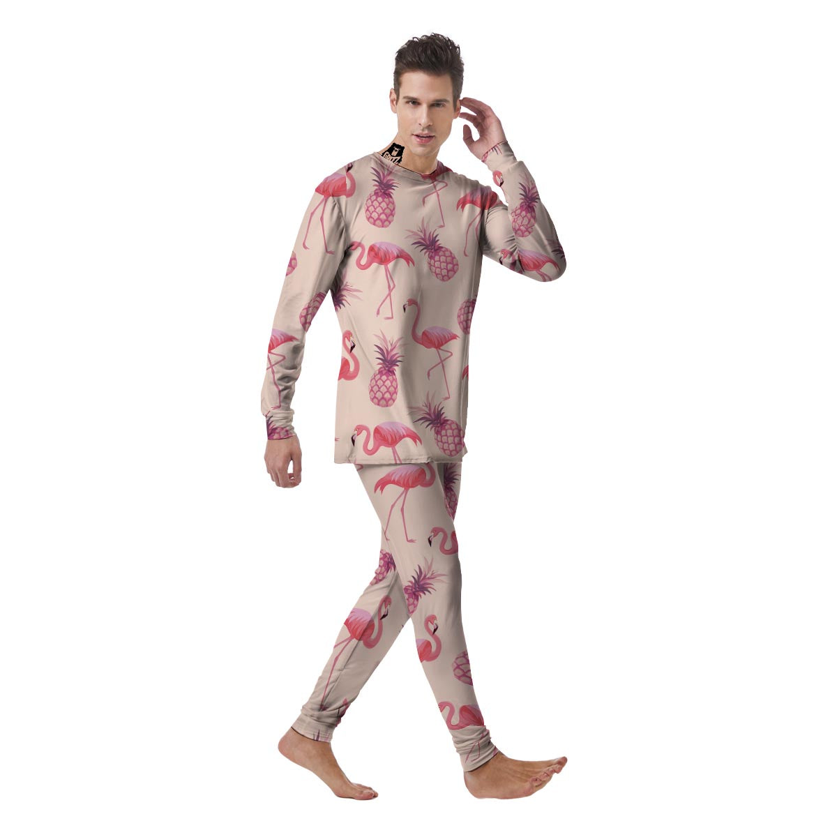 Pineapple Flamingo Print Men's Pajamas-grizzshop