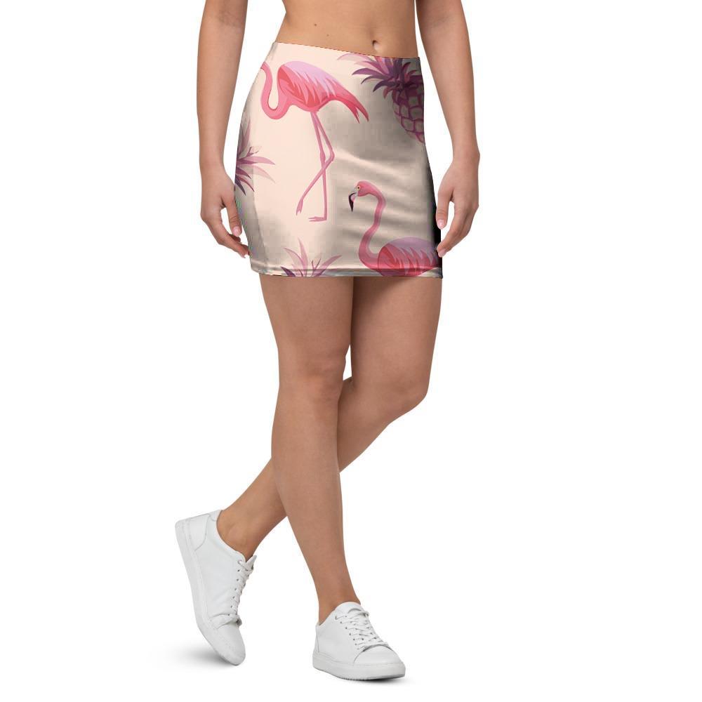 Pineapple Flamingo Print Mini Skirt-grizzshop