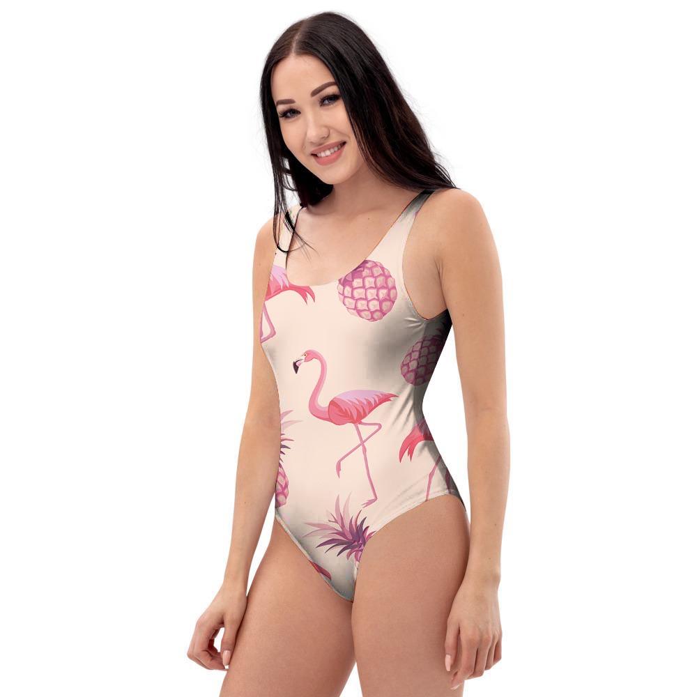 Pineapple Flamingo Print One Piece Swimsuite-grizzshop