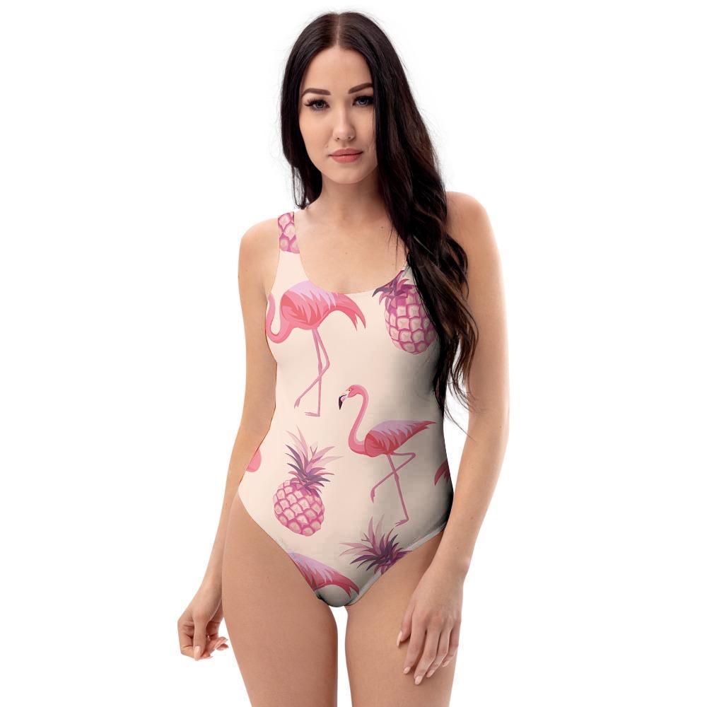 Pineapple Flamingo Print One Piece Swimsuite-grizzshop