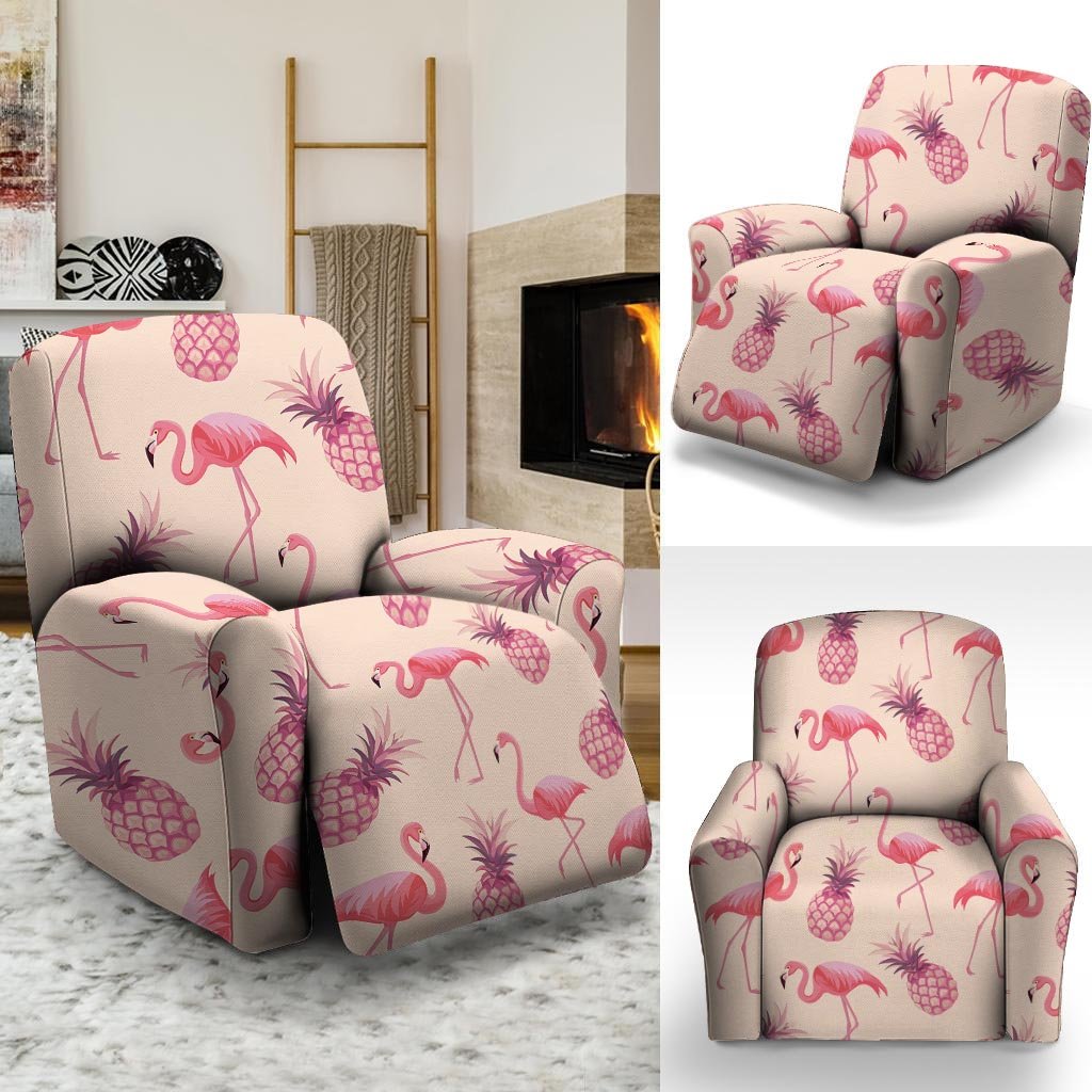 Pineapple Flamingo Print Recliner Cover-grizzshop