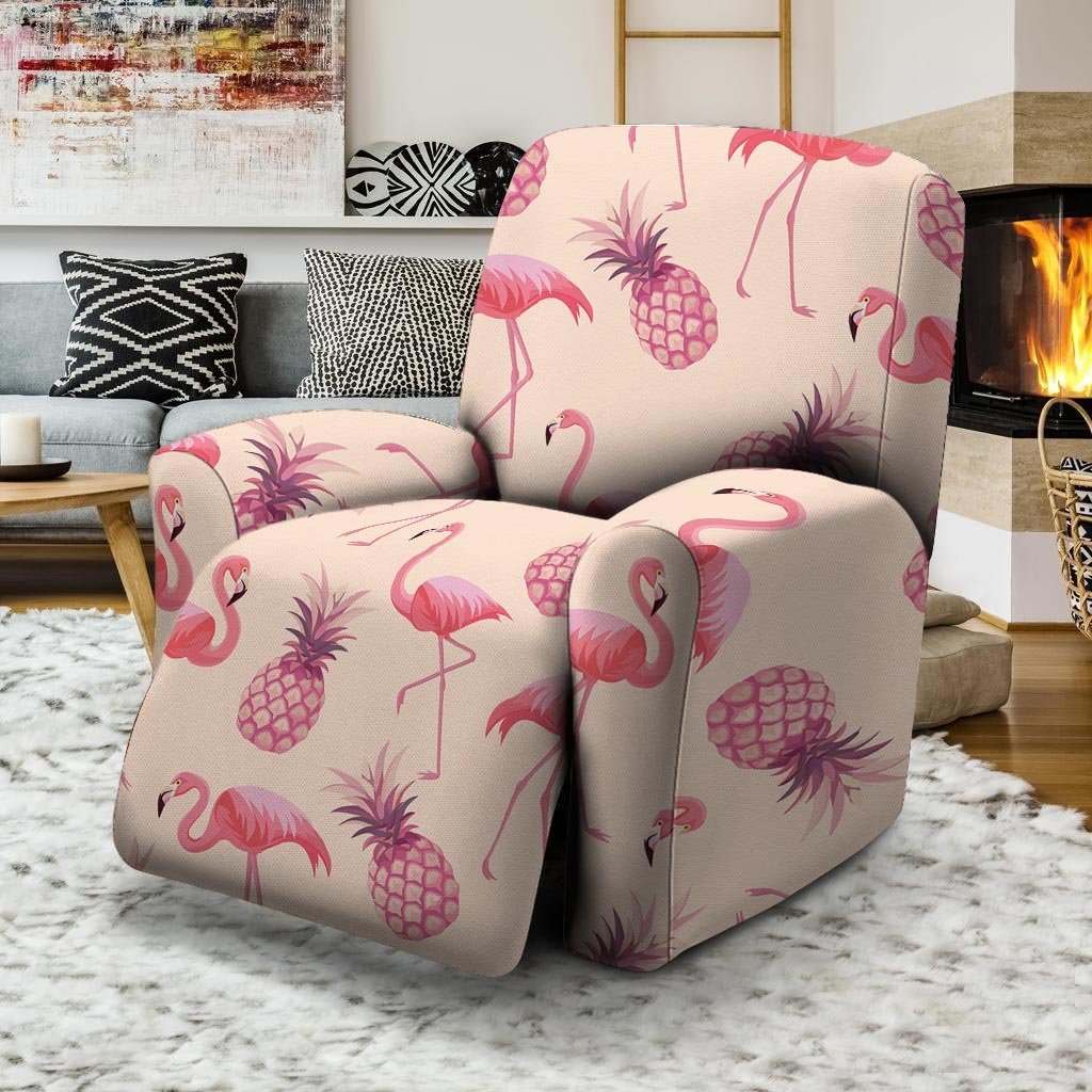 Pineapple Flamingo Print Recliner Cover-grizzshop