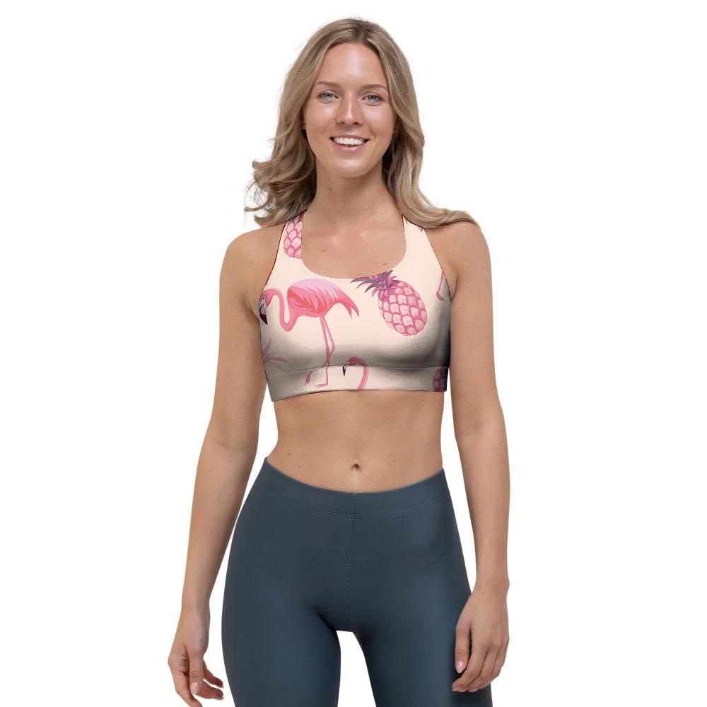 Pineapple Flamingo Print Sports Bra-grizzshop