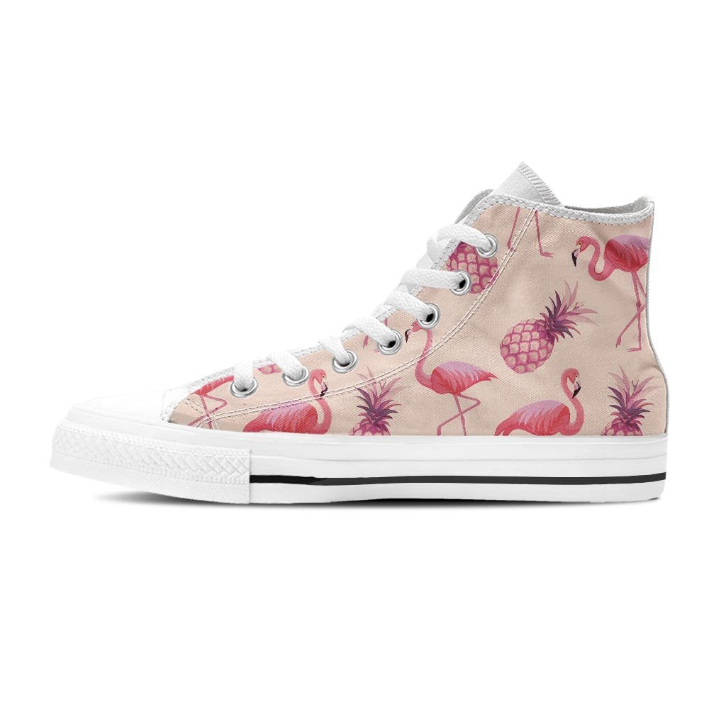 Pineapple Flamingo Print Women's High Top Shoes-grizzshop