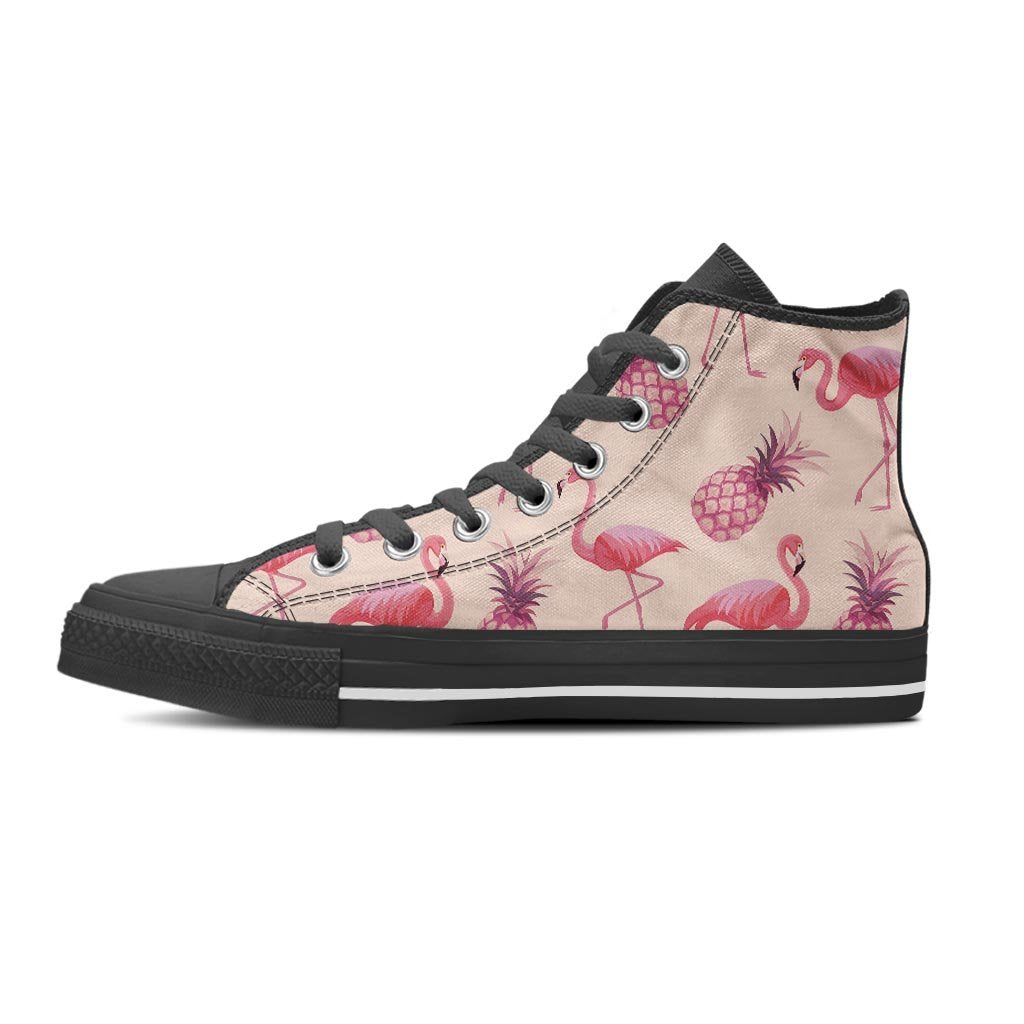 Pineapple Flamingo Print Women's High Top Shoes-grizzshop