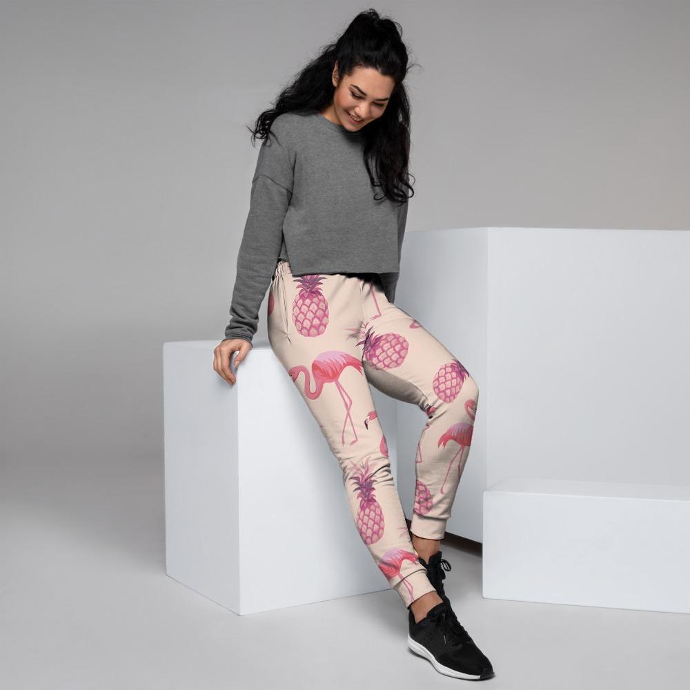 Pineapple Flamingo Print Women's Joggers-grizzshop