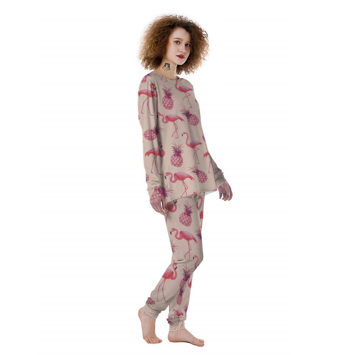 Pineapple Flamingo Print Women's Pajamas-grizzshop