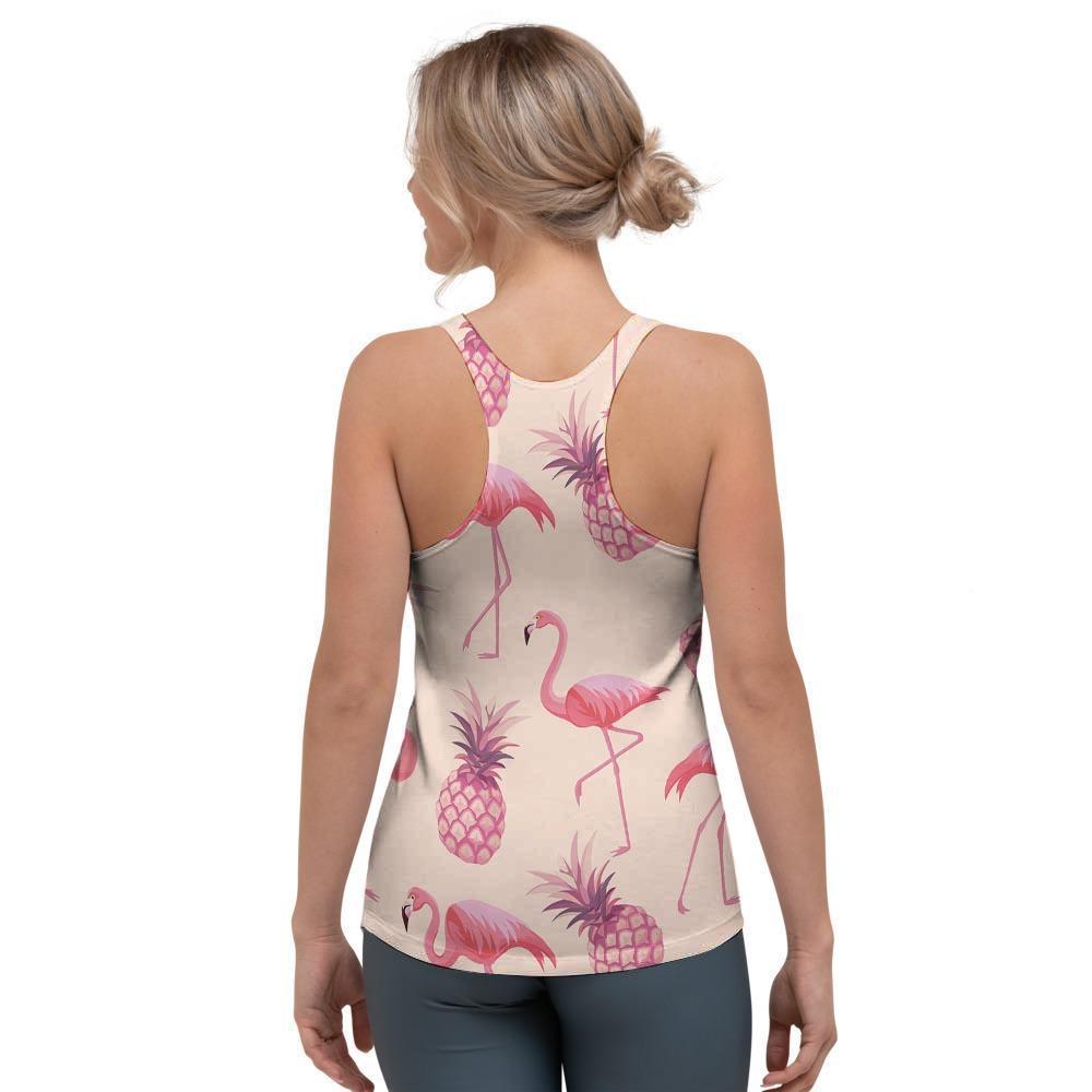 Pineapple Flamingo Print Women's Racerback Tank Top-grizzshop