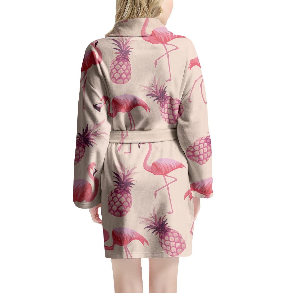 Pineapple Flamingo Print Women's Robe-grizzshop