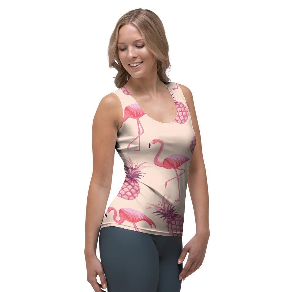 Pineapple Flamingo Print Women's Tank Top-grizzshop