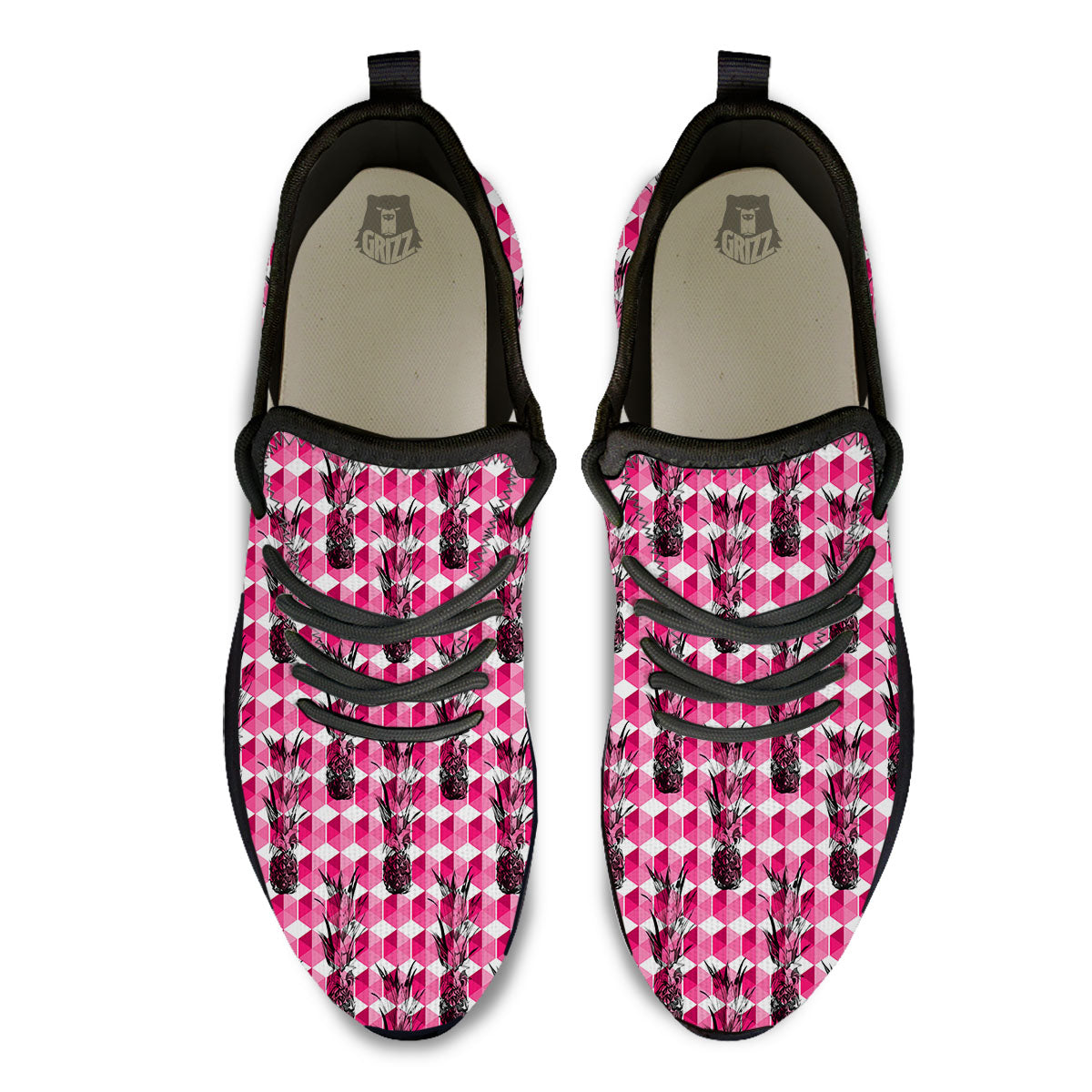 Pineapple Geometric Print Pattern Black Athletic Shoes-grizzshop