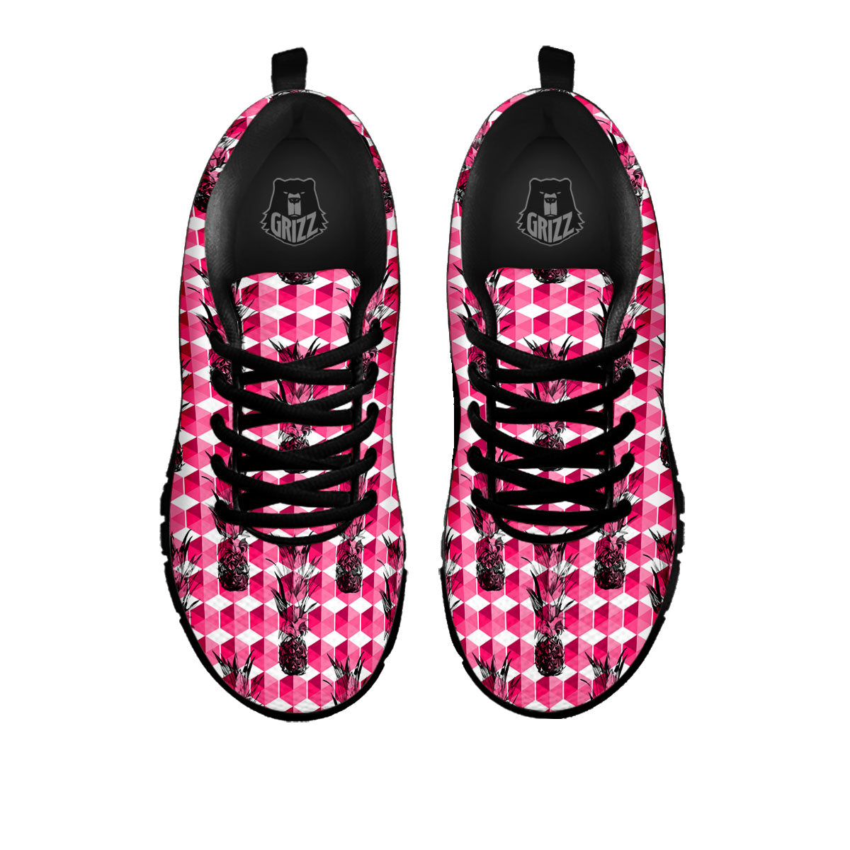Pineapple Geometric Print Pattern Black Sneaker-grizzshop