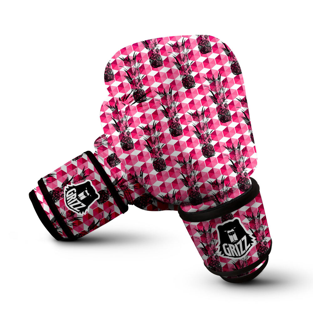 Pineapple Geometric Print Pattern Boxing Gloves-grizzshop