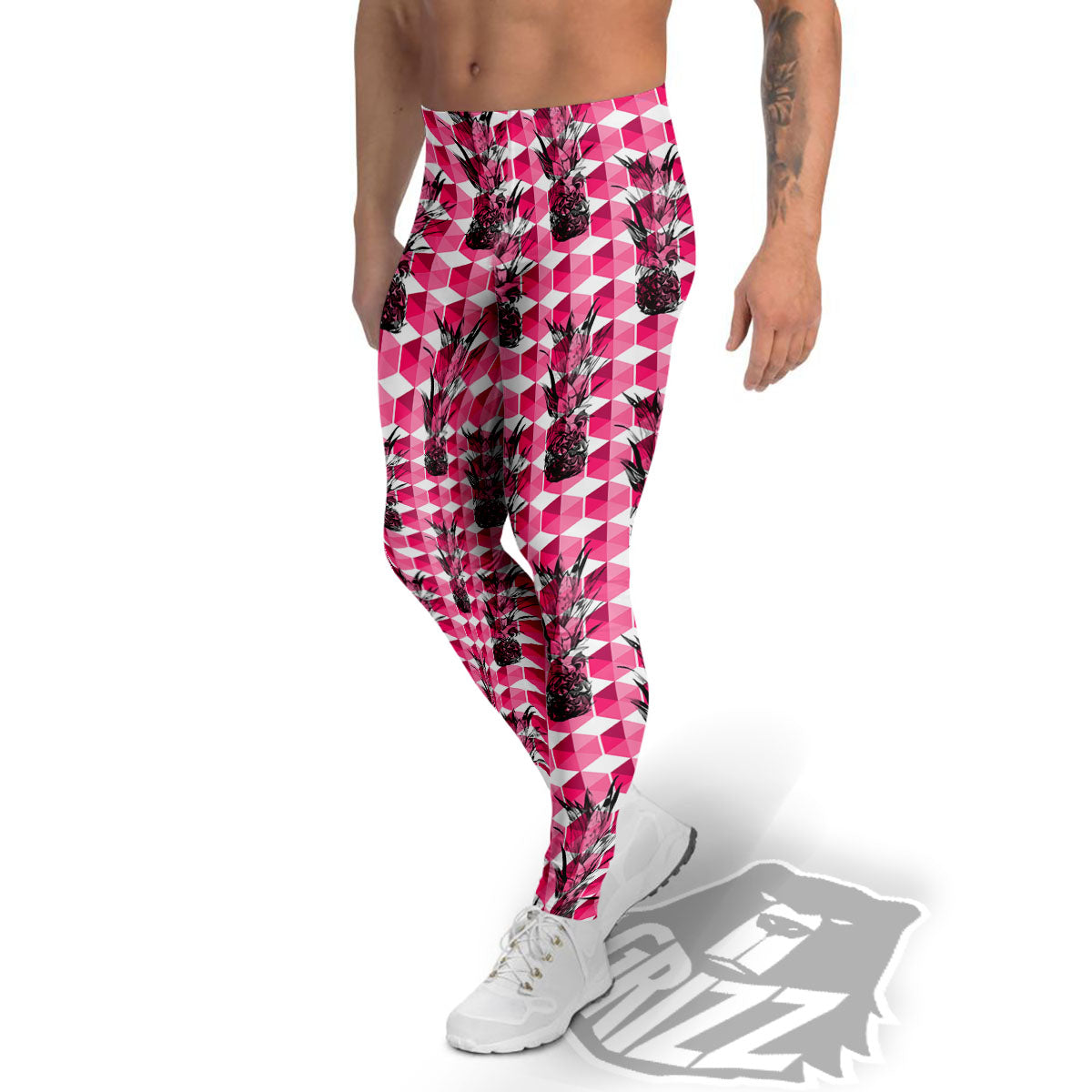 Pineapple Geometric Print Pattern Men's Leggings-grizzshop