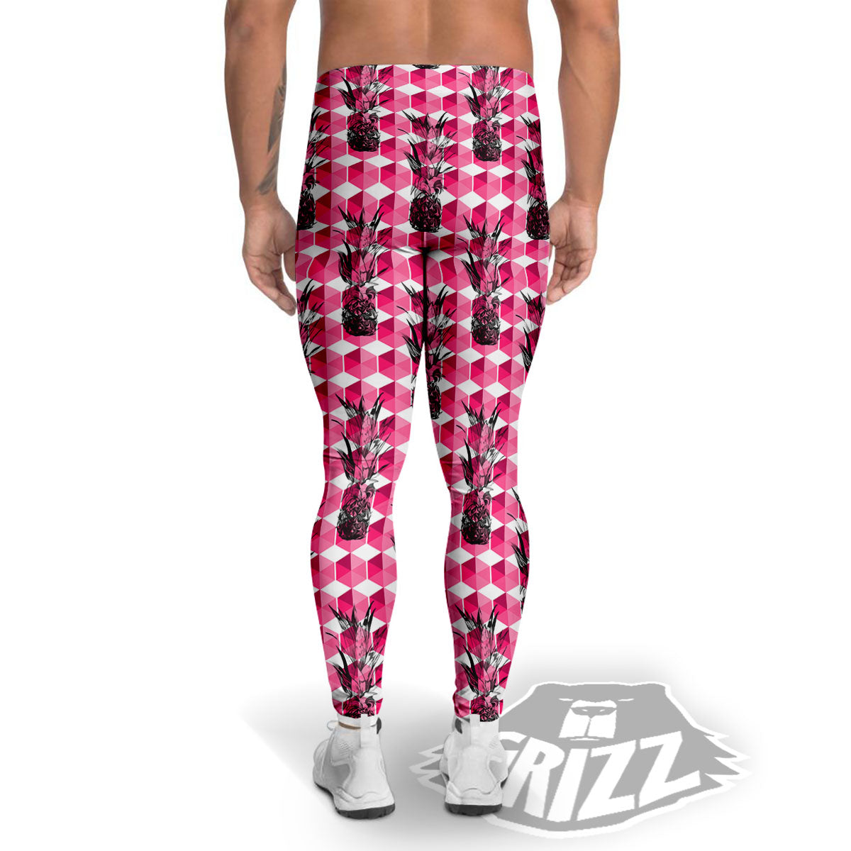 Pineapple Geometric Print Pattern Men's Leggings-grizzshop