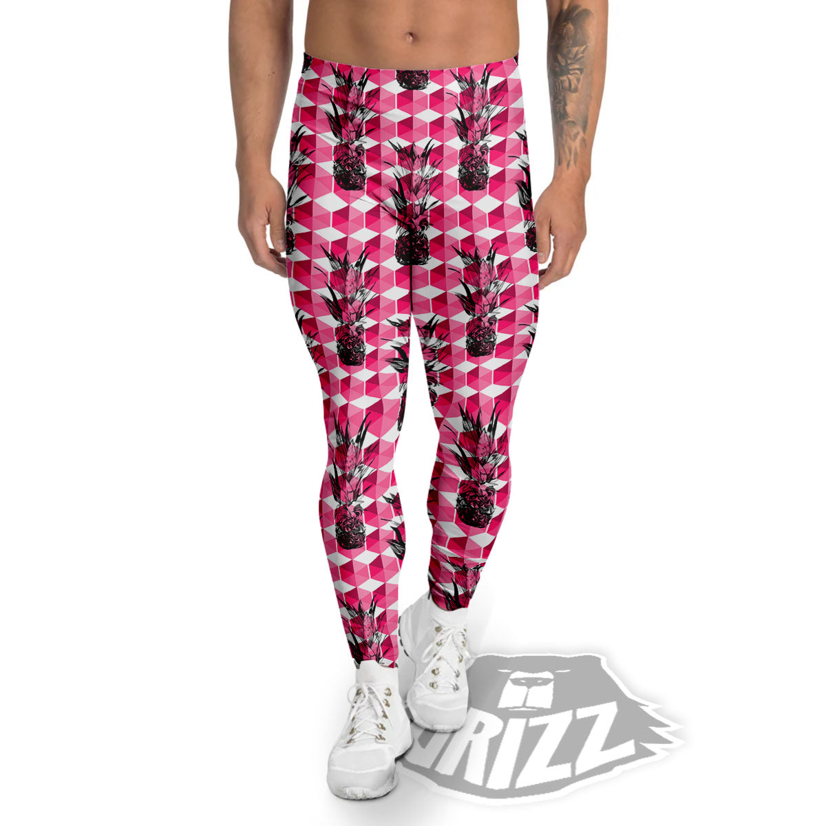 Pineapple Geometric Print Pattern Men's Leggings-grizzshop