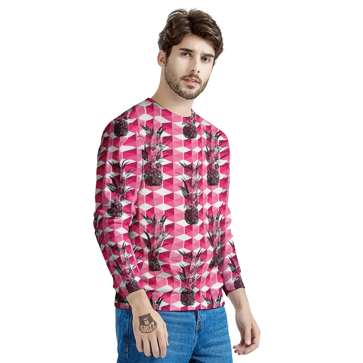 Pineapple Geometric Print Pattern Men's Sweatshirt-grizzshop
