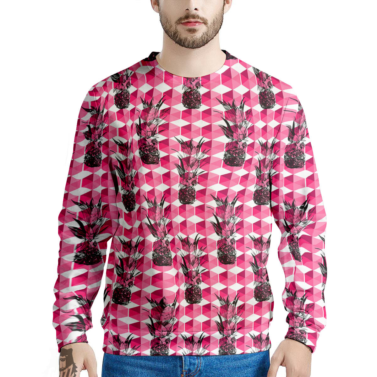 Pineapple Geometric Print Pattern Men's Sweatshirt-grizzshop