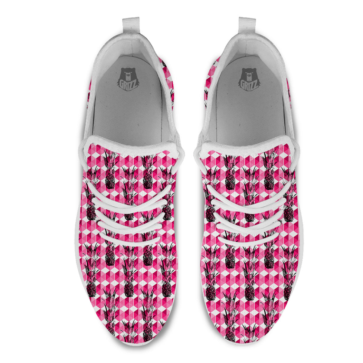 Pineapple Geometric Print Pattern White Athletic Shoes-grizzshop