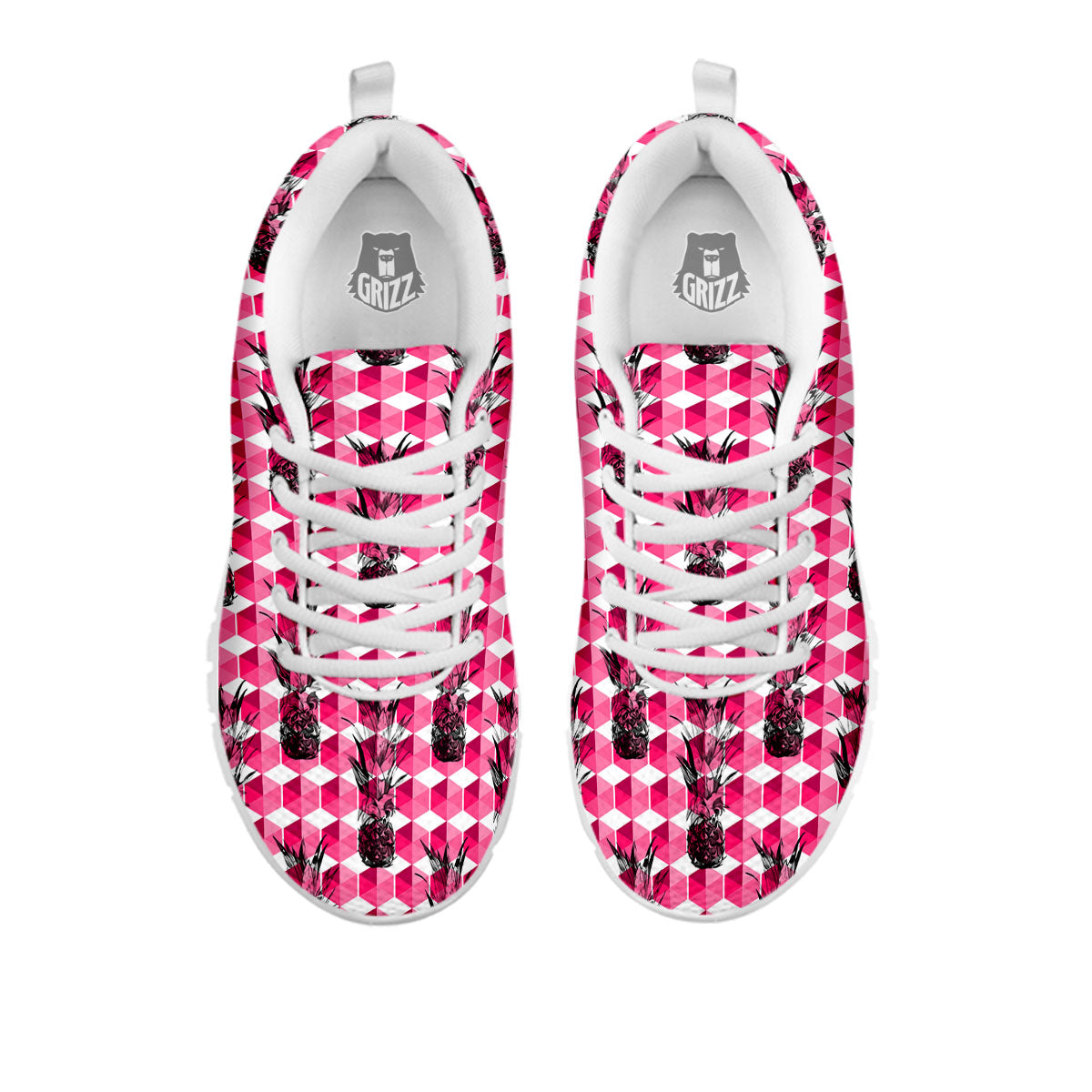 Pineapple Geometric Print Pattern White Sneaker-grizzshop