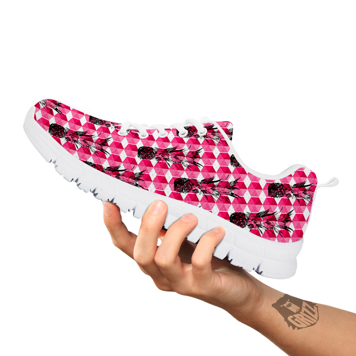 Pineapple Geometric Print Pattern White Sneaker-grizzshop