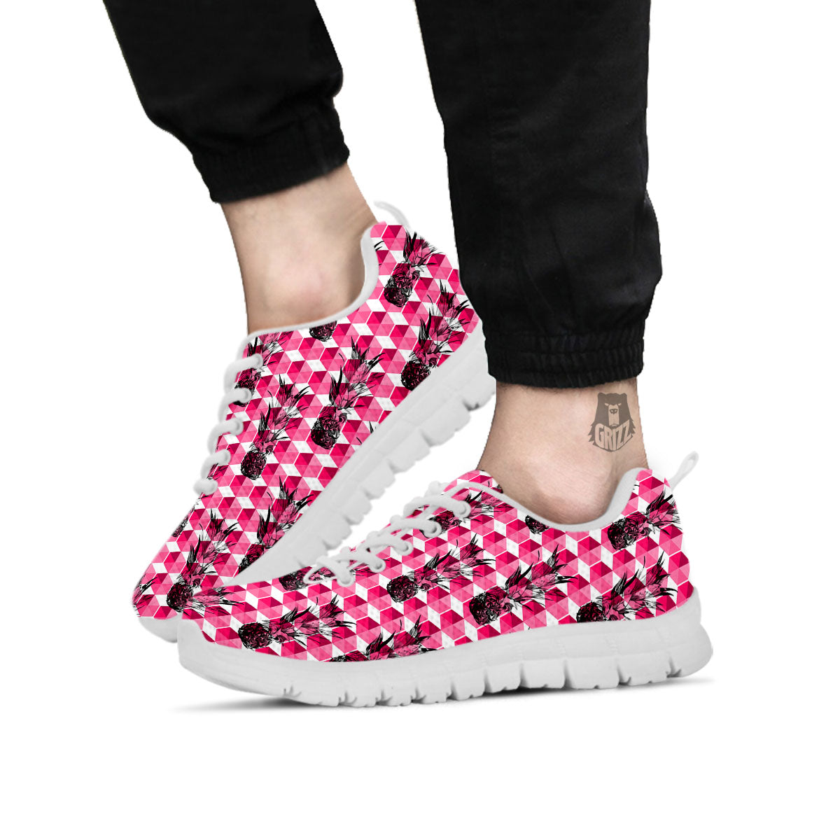 Pineapple Geometric Print Pattern White Sneaker-grizzshop
