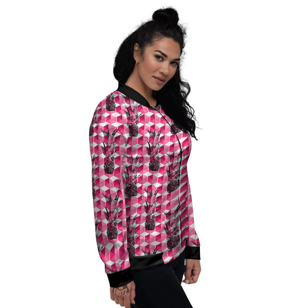 Pineapple Geometric Print Pattern Women's Bomber Jacket-grizzshop